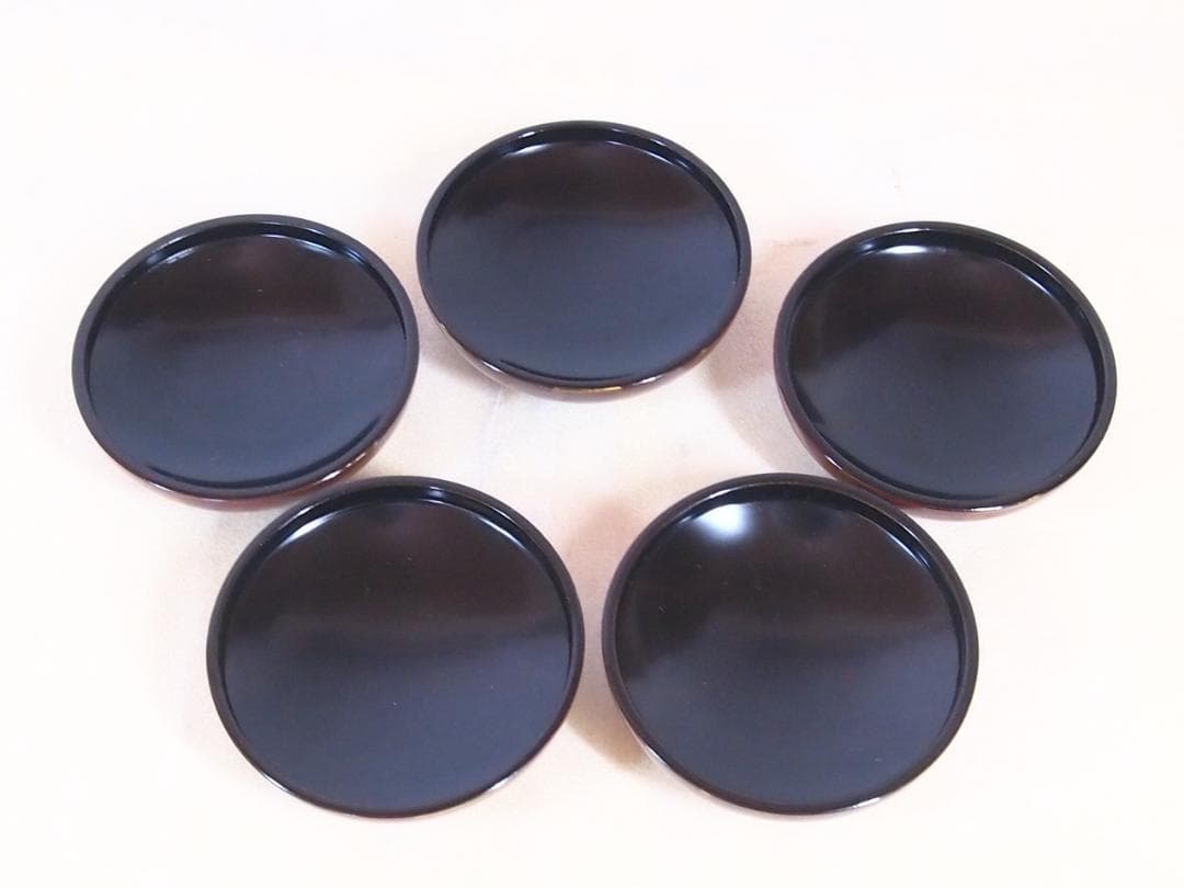 【未使用】輪島塗 岡本陽斎 白壇塗 小吸物椀 5客 箸洗/肝吸い 漆器 茶道具