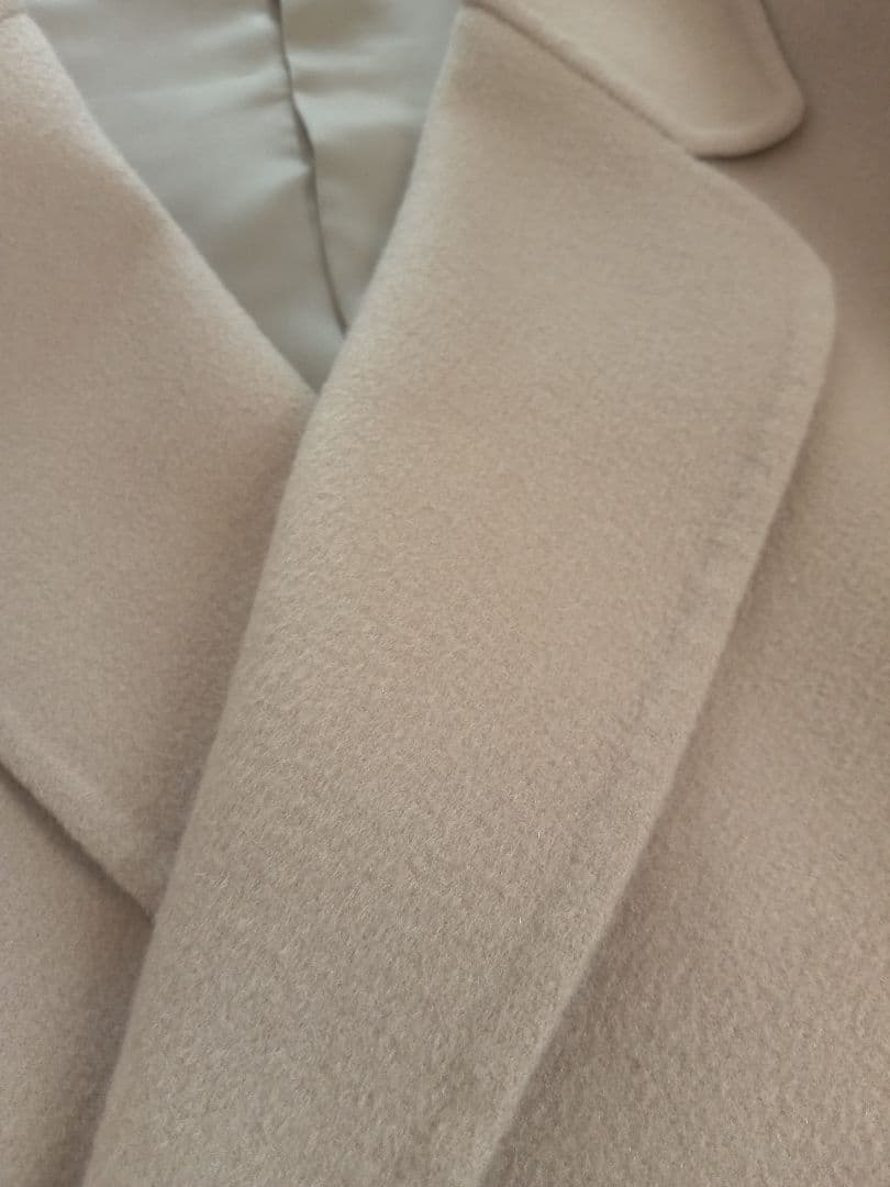 【匿名】大きいサイズカシミヤ100%ロングコートベージュダブル★バーバリー