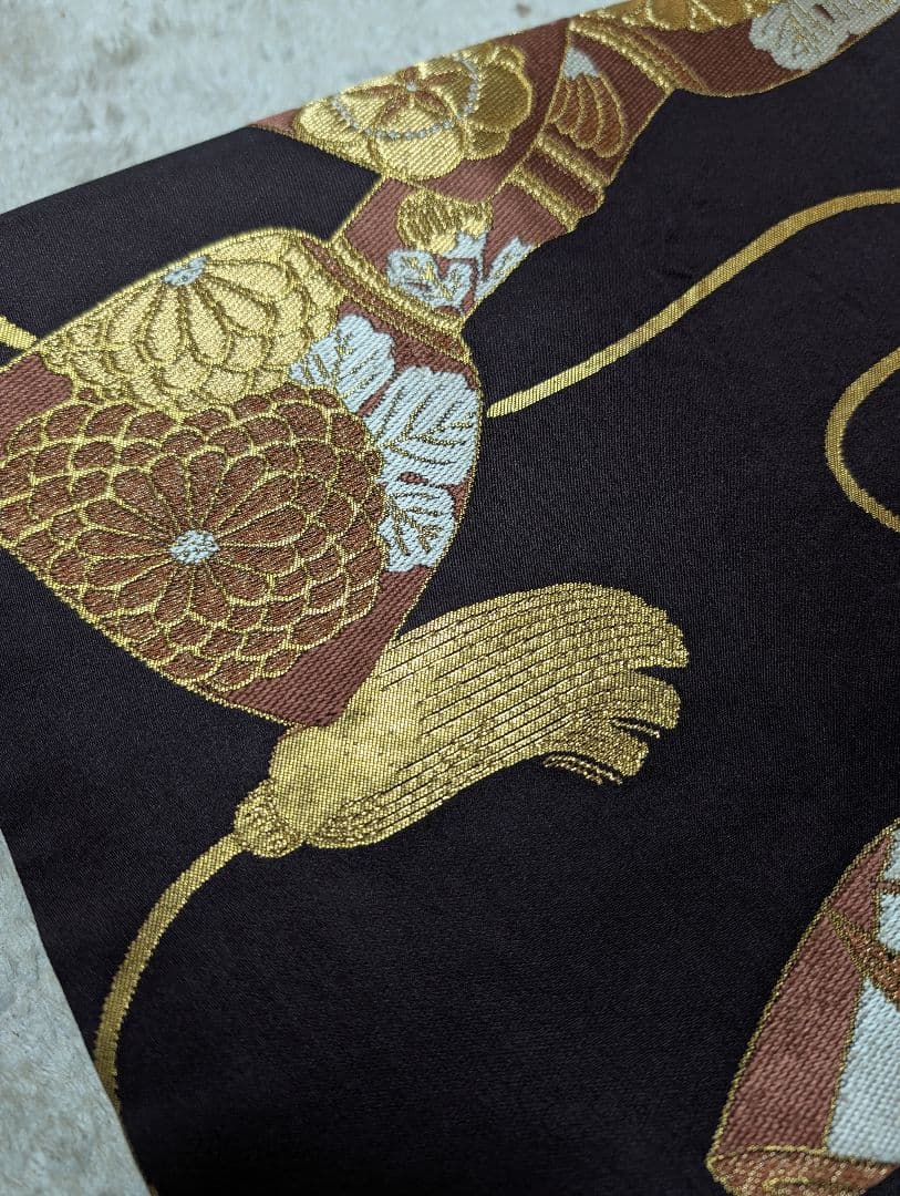 西陣　川島織物謹製　九寸名古屋帯　器物文　金糸　大丸扱い　正絹　お祝い