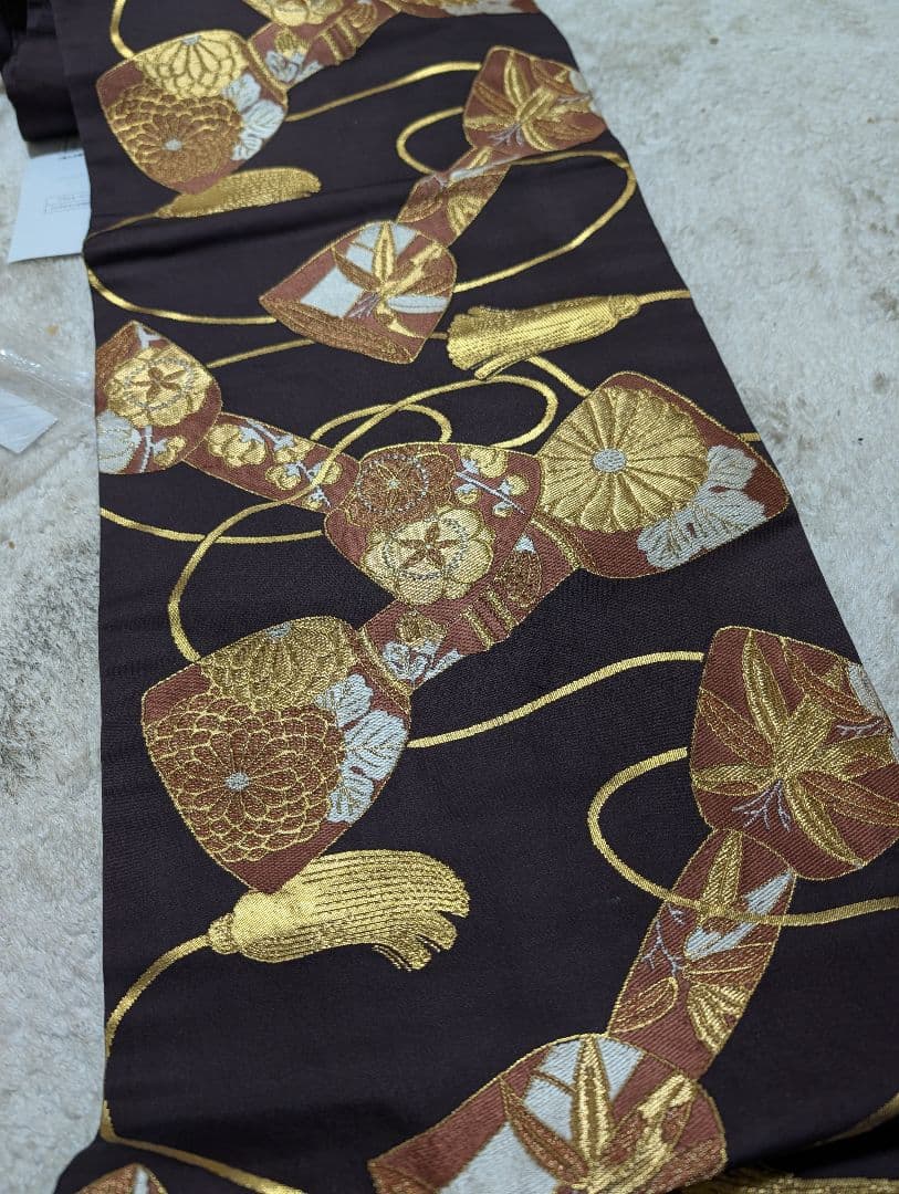 西陣　川島織物謹製　九寸名古屋帯　器物文　金糸　大丸扱い　正絹　お祝い