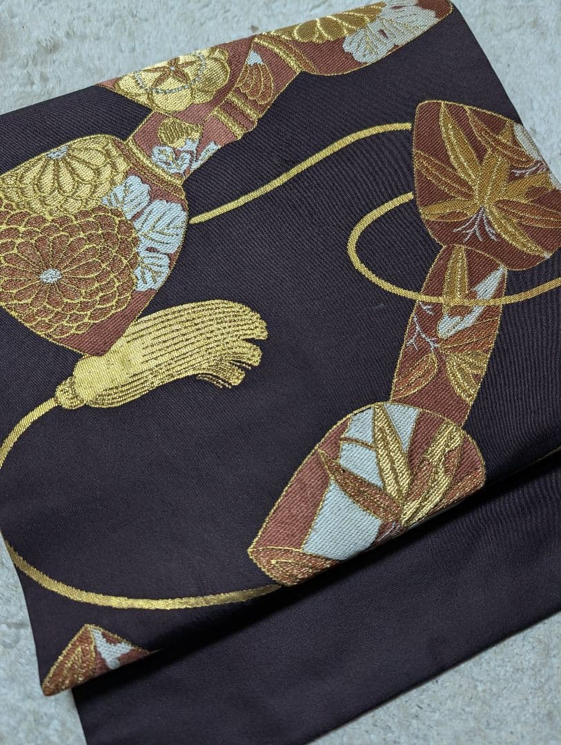 西陣　川島織物謹製　九寸名古屋帯　器物文　金糸　大丸扱い　正絹　お祝い