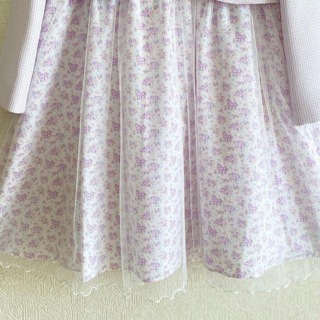 大人気♡パープル×小花柄＊130入学式 卒園式 女の子 フォーマル