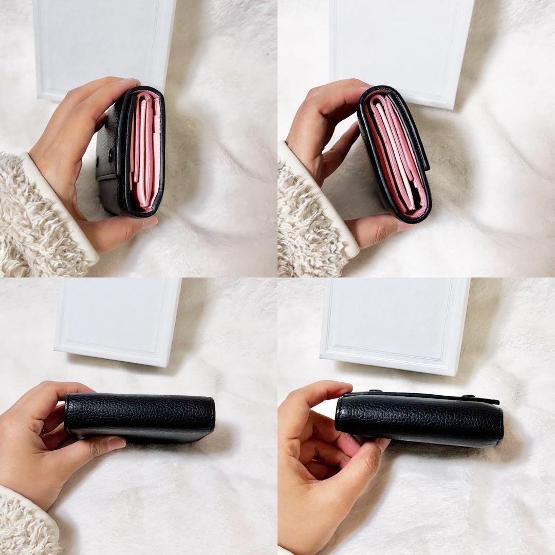 セリーヌ Celine 三つ折り財布　ブラック　ゴールド金具