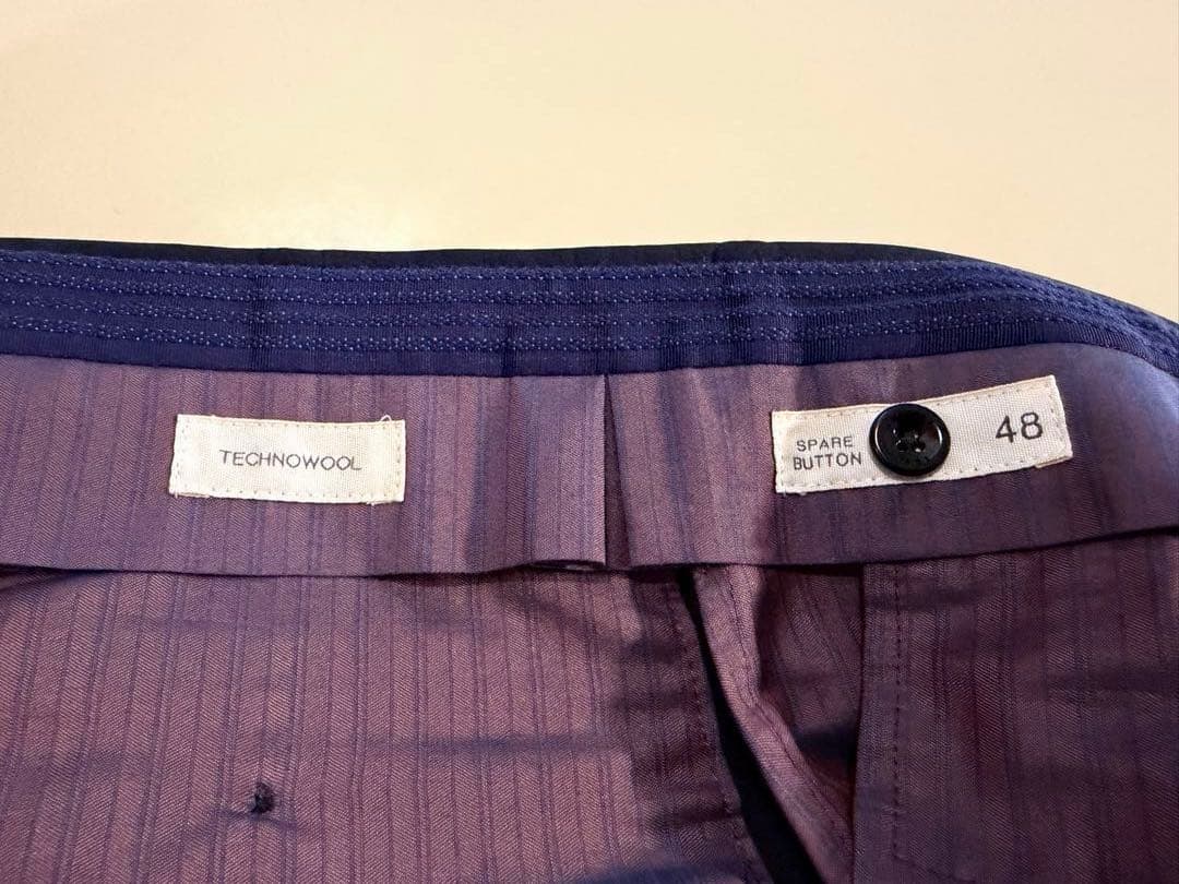 ほぼ新品 定価5.4万 INCOTEX ネイビー スラックス テクノウール 48
