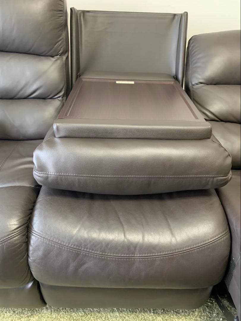 ニトリ 3人用 電動テーブル付 リクライニングソファ Nビリーバ 2革 DBR