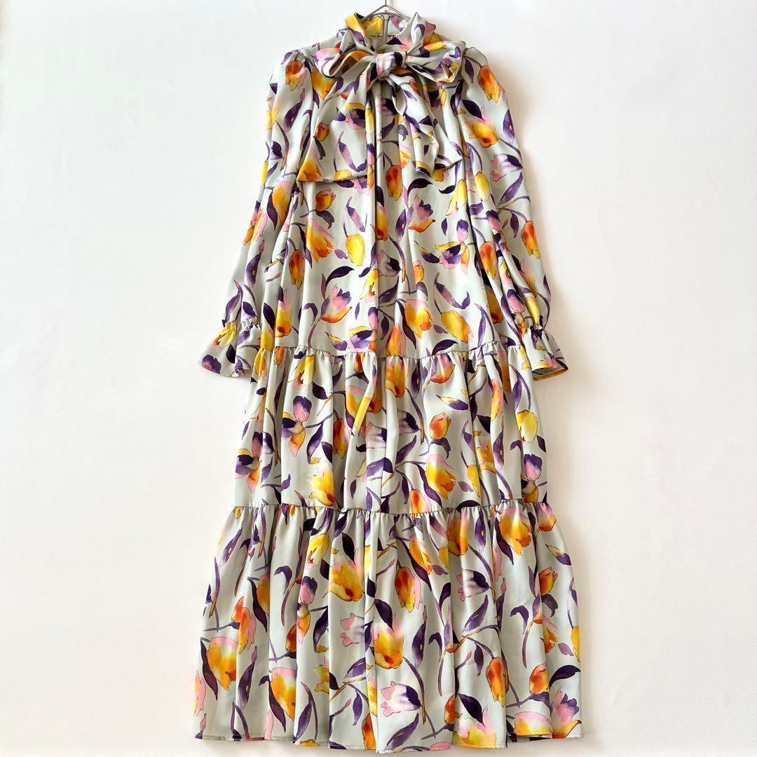 【訳あり】sov. フラワーボウタイロングワンピース