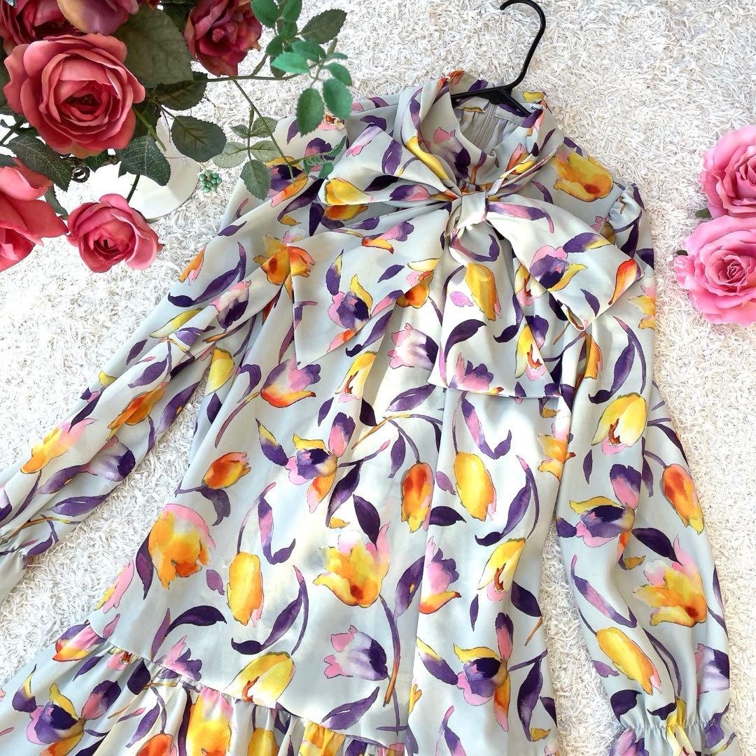 【訳あり】sov. フラワーボウタイロングワンピース