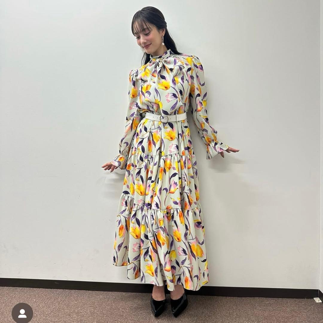 【訳あり】sov. フラワーボウタイロングワンピース