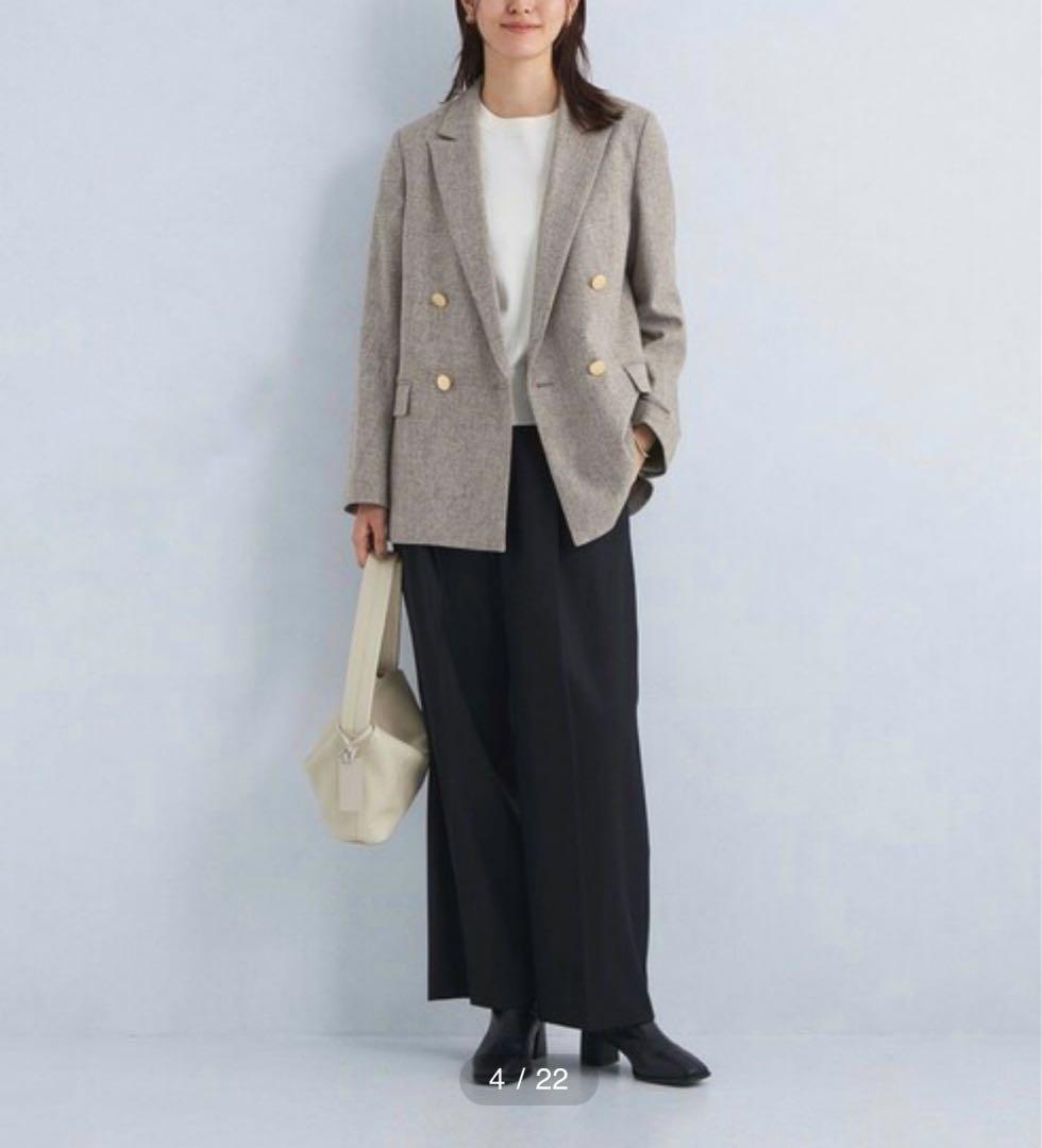 【極美品】✨グリーンレーベルリラクシング✽メランジツイルダブルジャケット 36