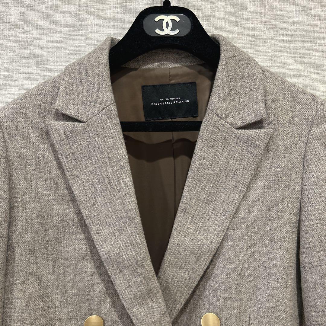 【極美品】✨グリーンレーベルリラクシング✽メランジツイルダブルジャケット 36