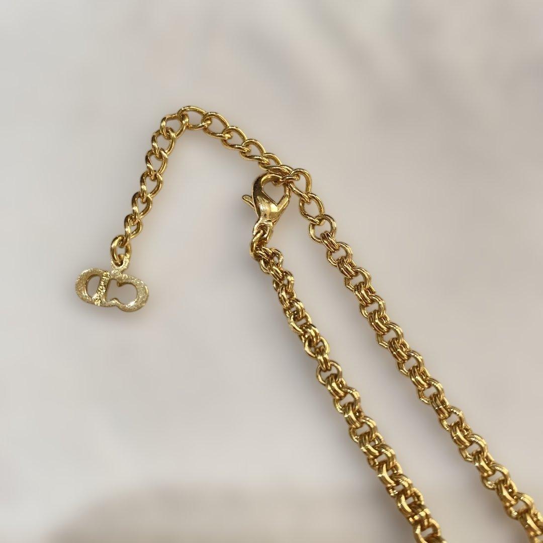 【美品】クリスチャンディオール ネックレス CDロゴ　　ラインストーン ゴールド