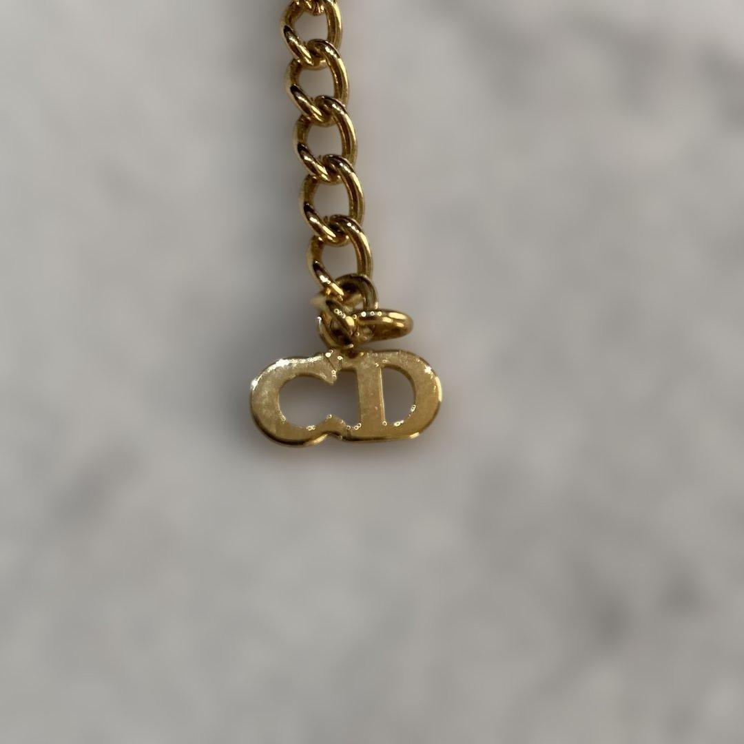 【美品】クリスチャンディオール ネックレス CDロゴ　　ラインストーン ゴールド