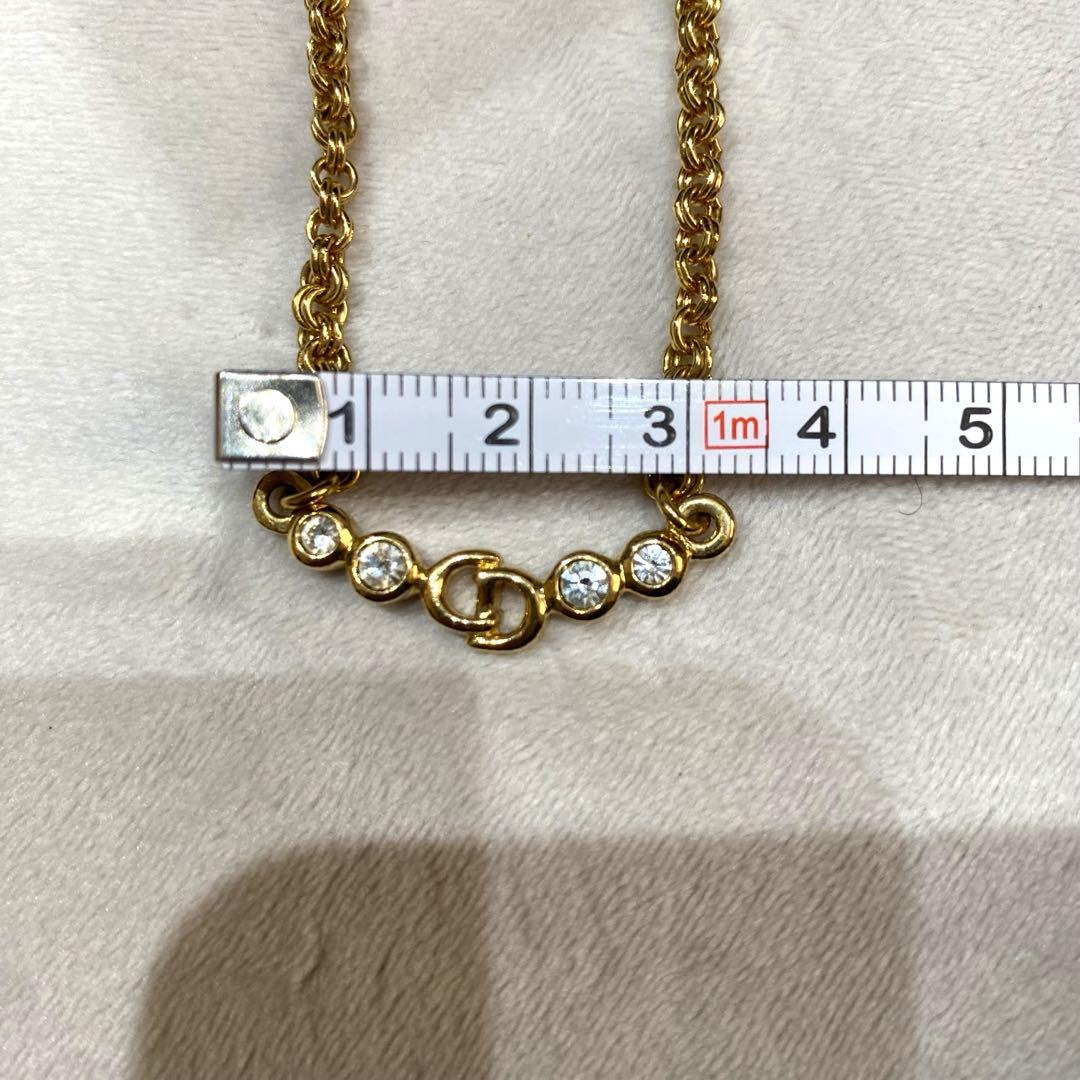 【美品】クリスチャンディオール ネックレス CDロゴ　　ラインストーン ゴールド