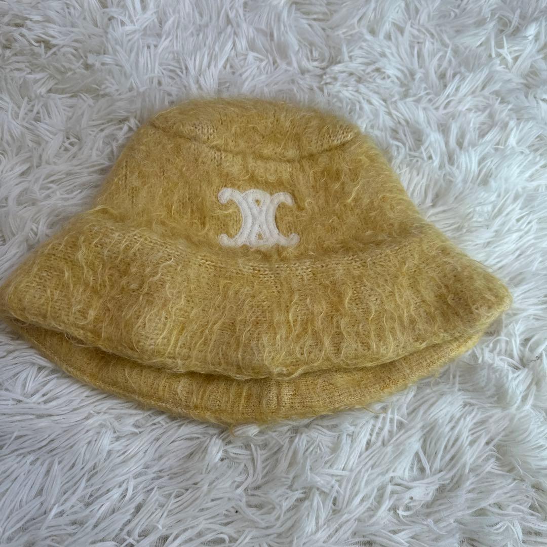 美品！CELINE セリーヌ　ブラッシュド　トリオンフ　バケットハット　イエロー