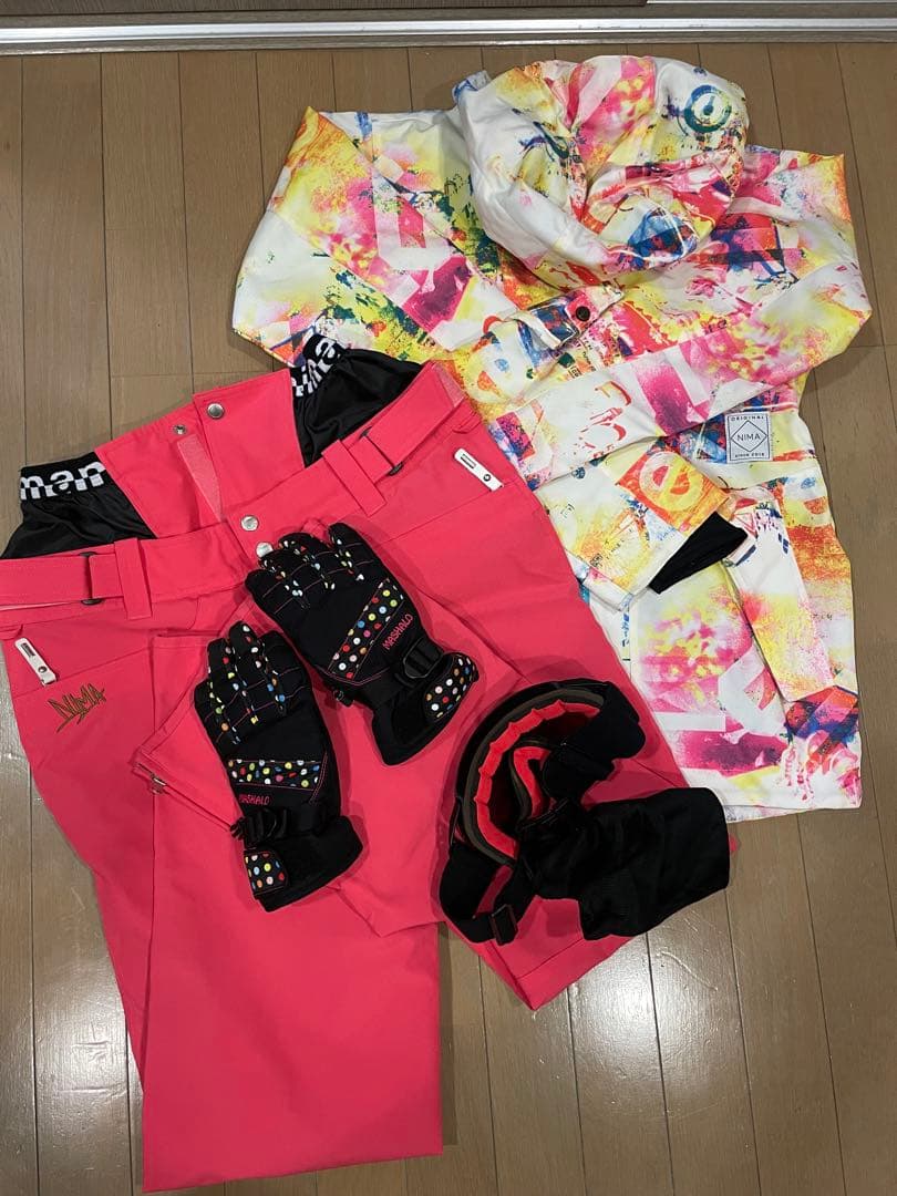 NIMA Mサイズ スノーボードウェア 上下セット ゴーグル グローブ