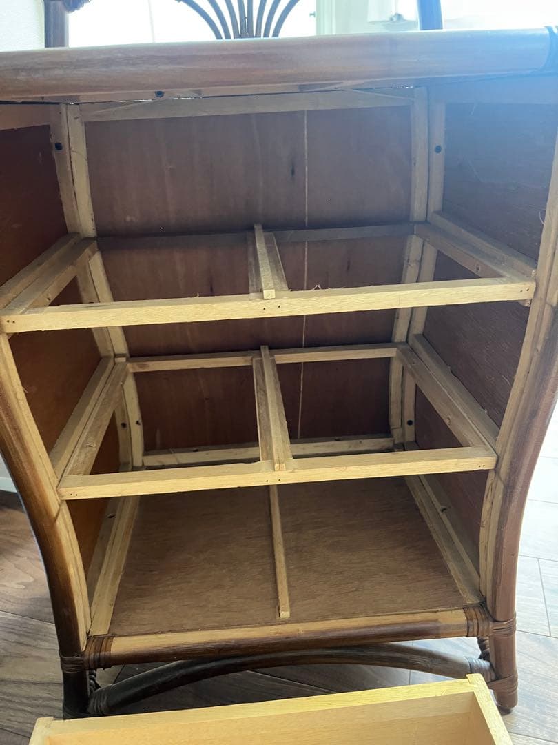 アンティーク✴︎ラタン3段チェスト かごめ編み