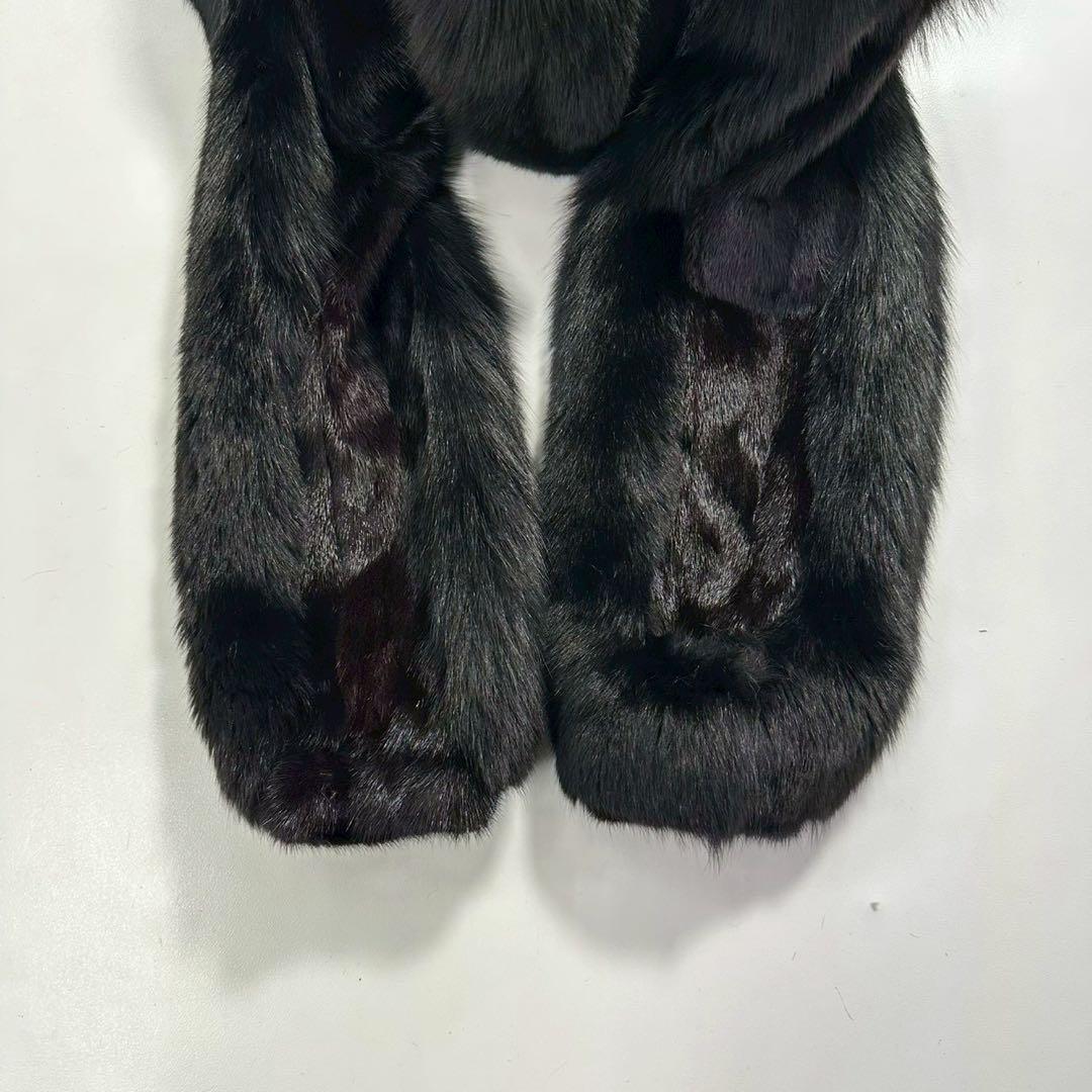 ボリューム◎SAGA FOX ファーコート フォックス×ミンク 毛皮 黒　銀サガ