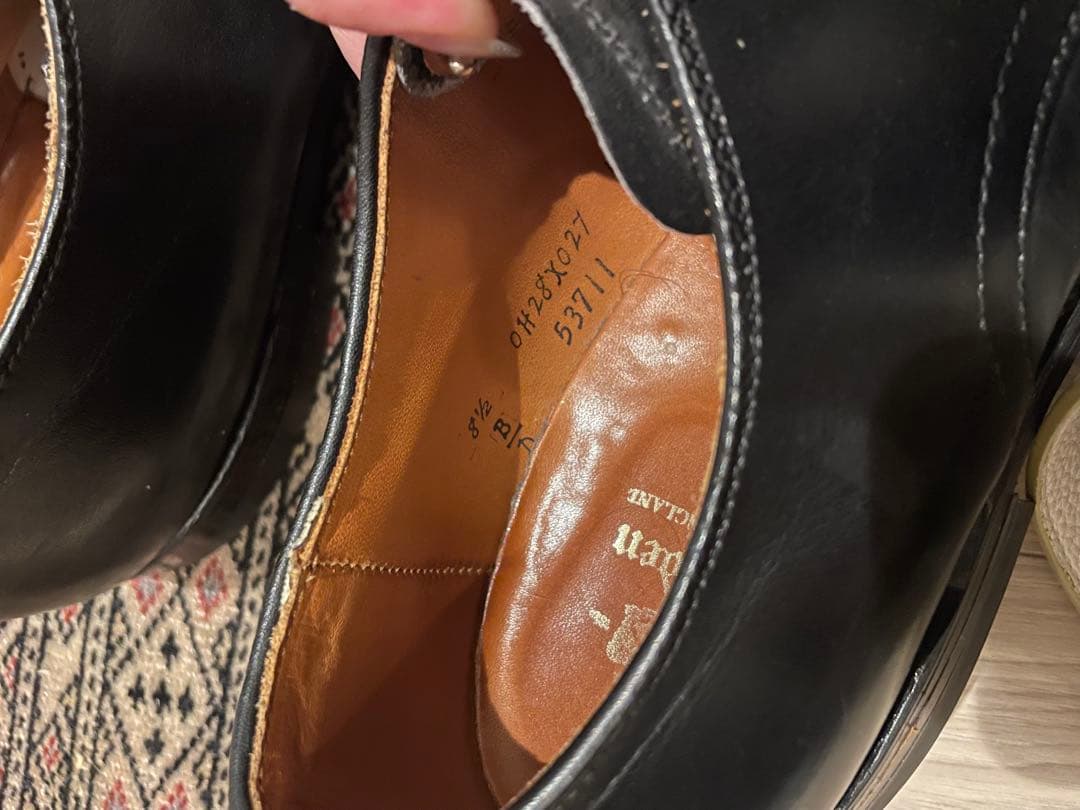 限定値下げ★alden 黒レザー ドレスシューズ　プレーントゥ