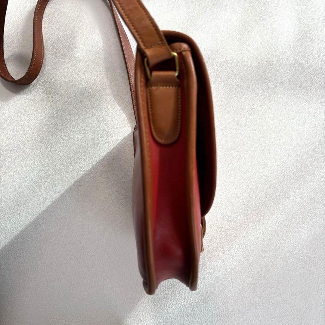 希少 オールドコーチ ショルダーバッグ フラップ レザー 赤茶 1004