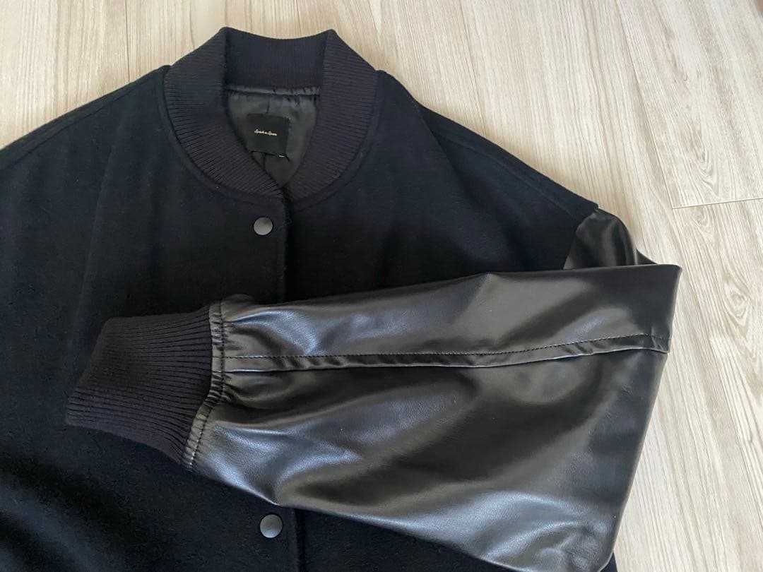 Spick &span ブラック スタジャン ウール・合成皮革