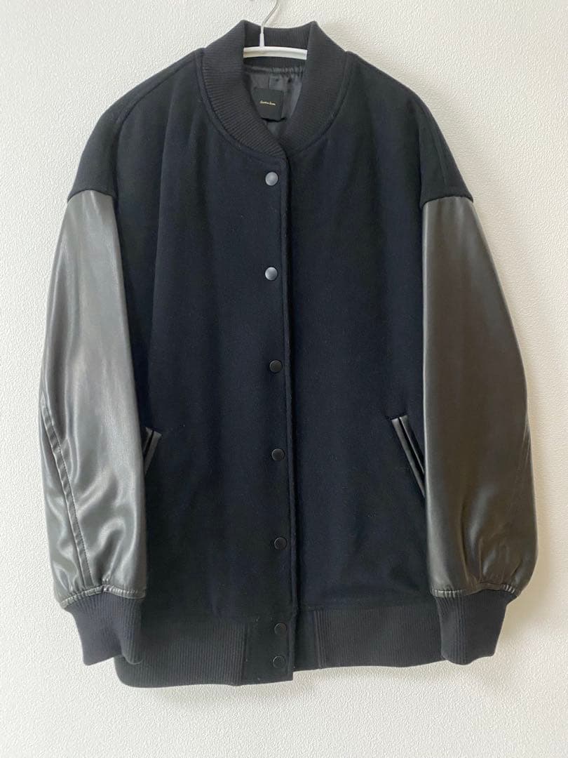 Spick &span ブラック スタジャン ウール・合成皮革