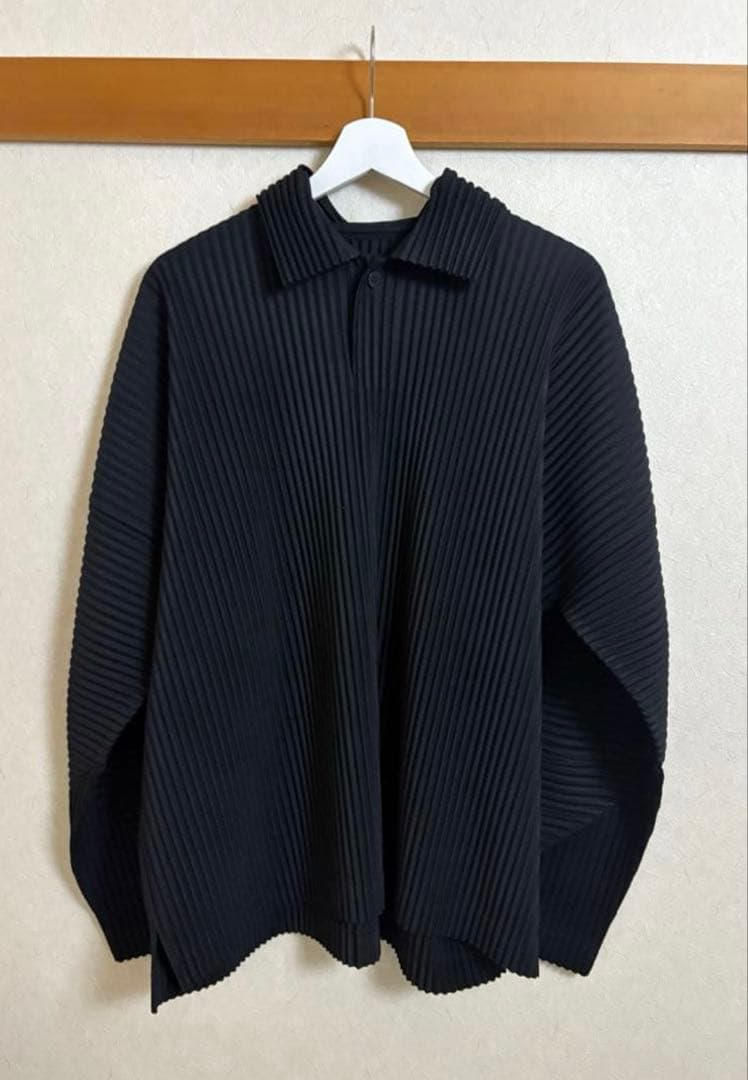 （最安値）オムプリッセ　イッセイミヤケ　長袖ポロシャツ 黒 3