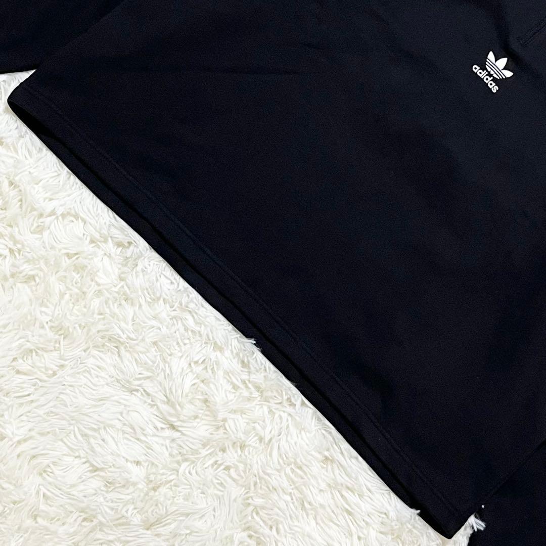 アディダス ハーフジップスウェット センタートレフォイルロゴ刺繍 3XL 黒