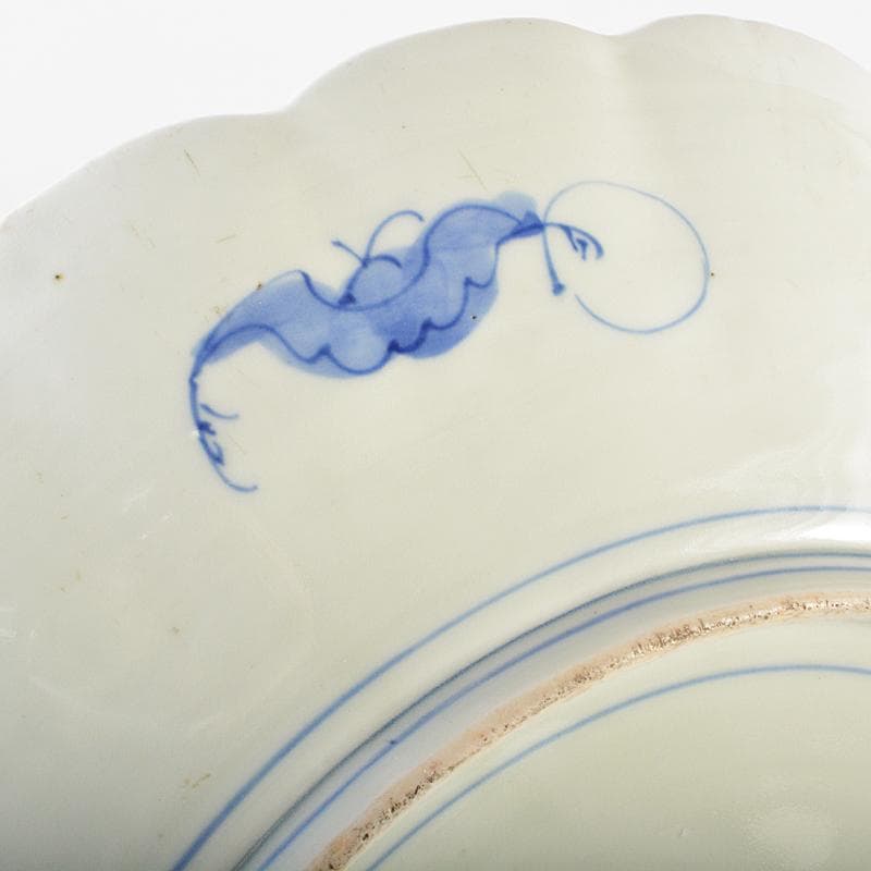 りりあ　古伊万里　染錦　花文輪花皿　大皿　直径約40cm　V　R5856B