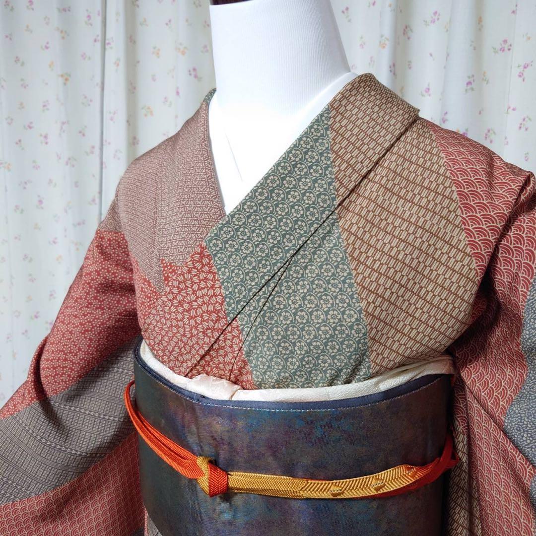 く*ち様 フ9993 未使用近い　美品　袷　正絹　江戸小紋　作家　訪問着　フルセ