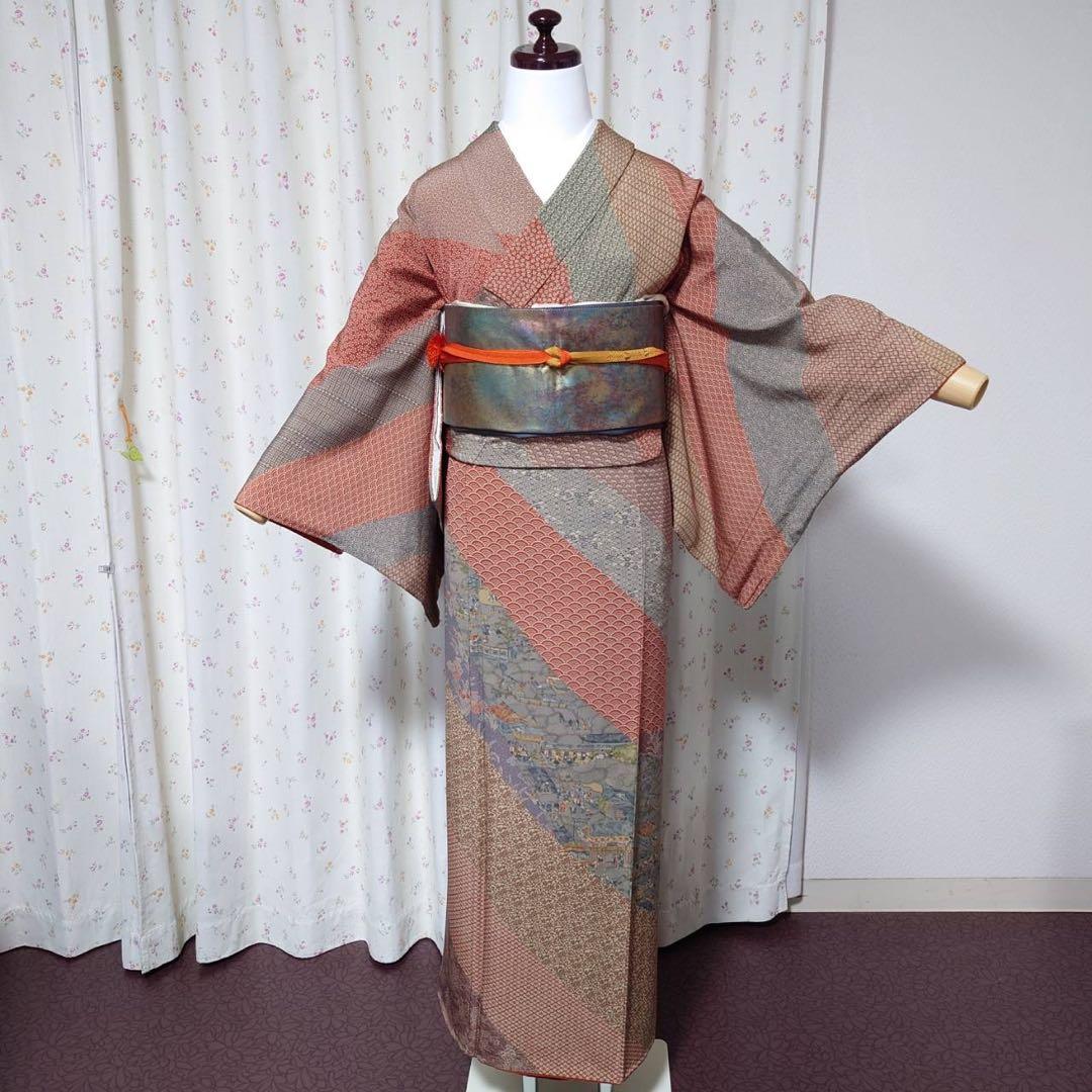 く*ち様 フ9993 未使用近い　美品　袷　正絹　江戸小紋　作家　訪問着　フルセ