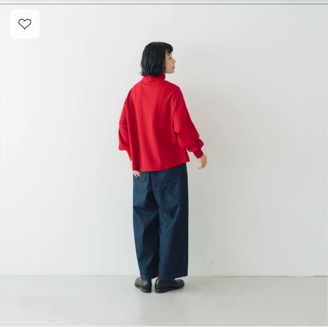 【くらすこと】kurasukoto＋to大人の定番ハイネックプルオーバー赤レッド