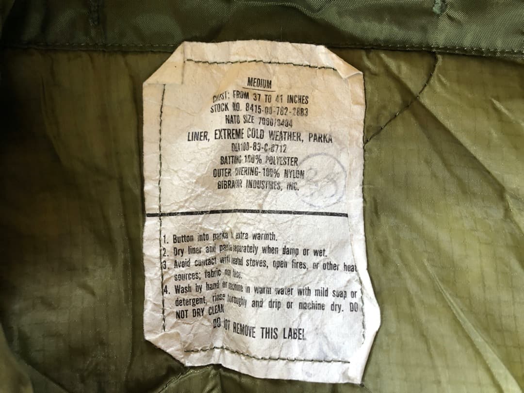 1980s 米軍 実物 M-65 フィッシュテイル パーカー ライナー I