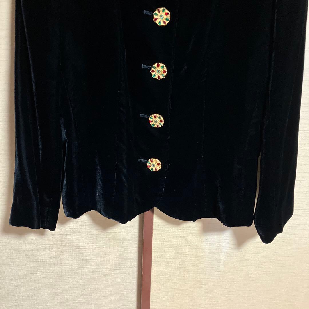 美品❣️イヴサンローラン　ベルベットノーカラージャケット