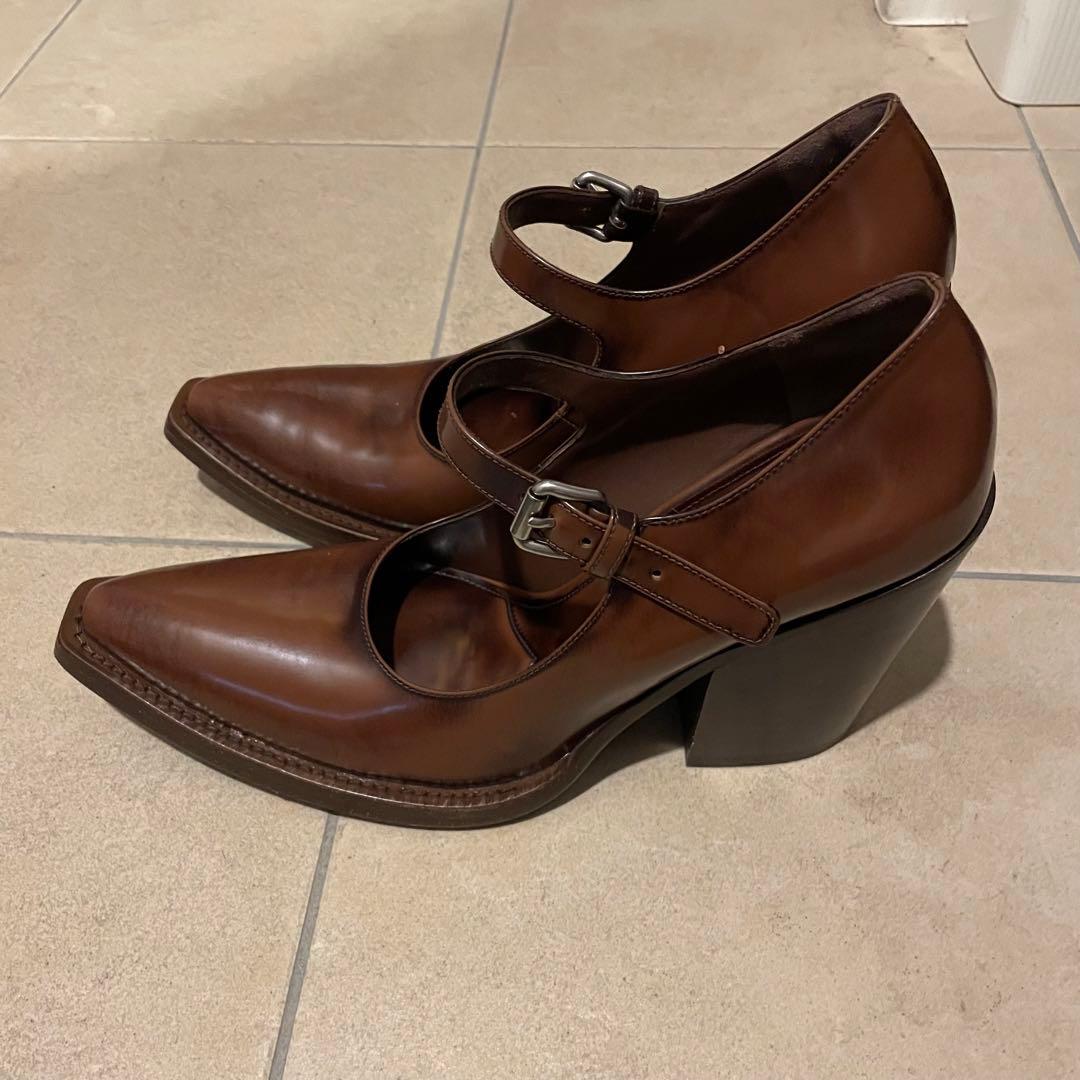 PRADA ブラウン ヒール靴 ポインテッドトゥ