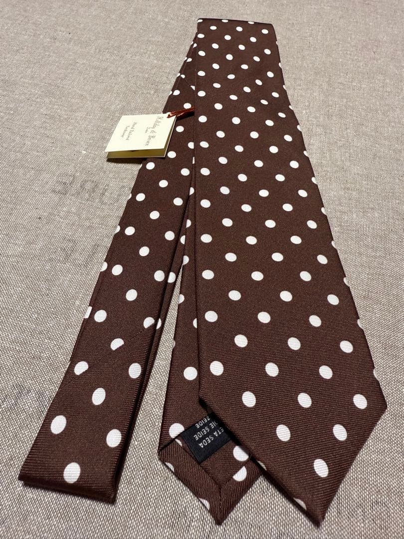 【新品】Holliday & Brown／シルクドットタイ／ブラウン／イタリア製