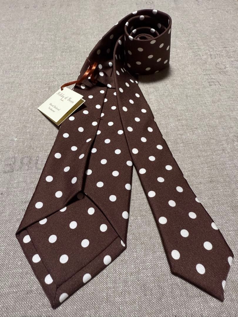 【新品】Holliday & Brown／シルクドットタイ／ブラウン／イタリア製