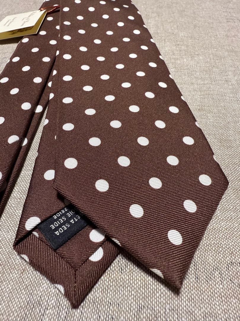 【新品】Holliday & Brown／シルクドットタイ／ブラウン／イタリア製