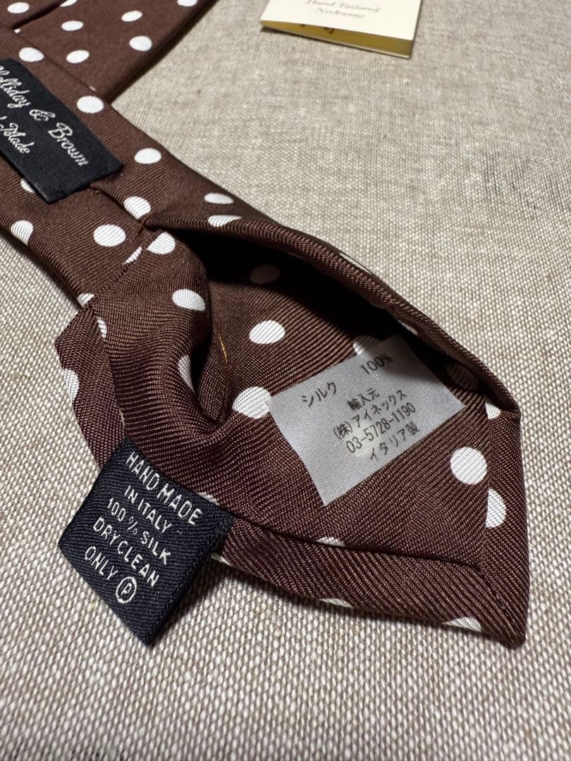 【新品】Holliday & Brown／シルクドットタイ／ブラウン／イタリア製