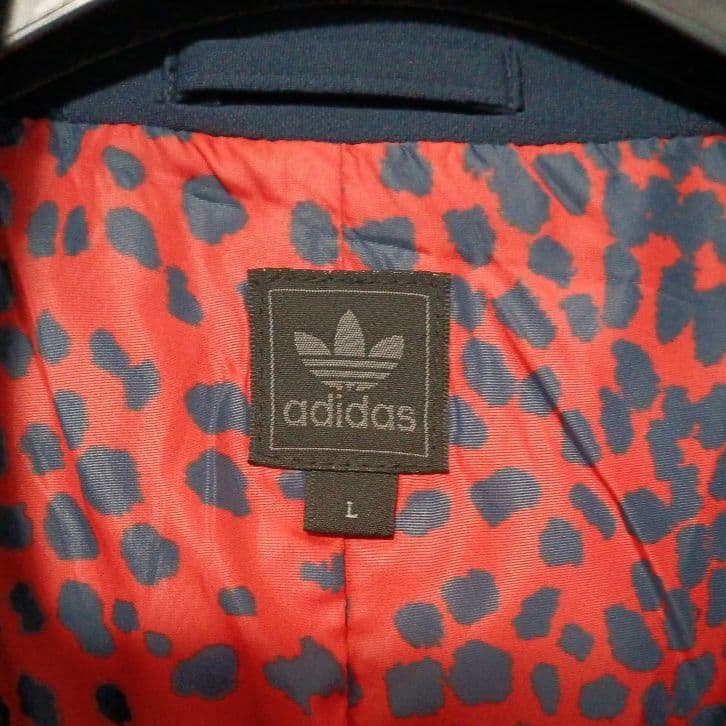 希少美品 アディダス 上下セットアップ Lサイズ ネイビー 裏地ヒョウ柄