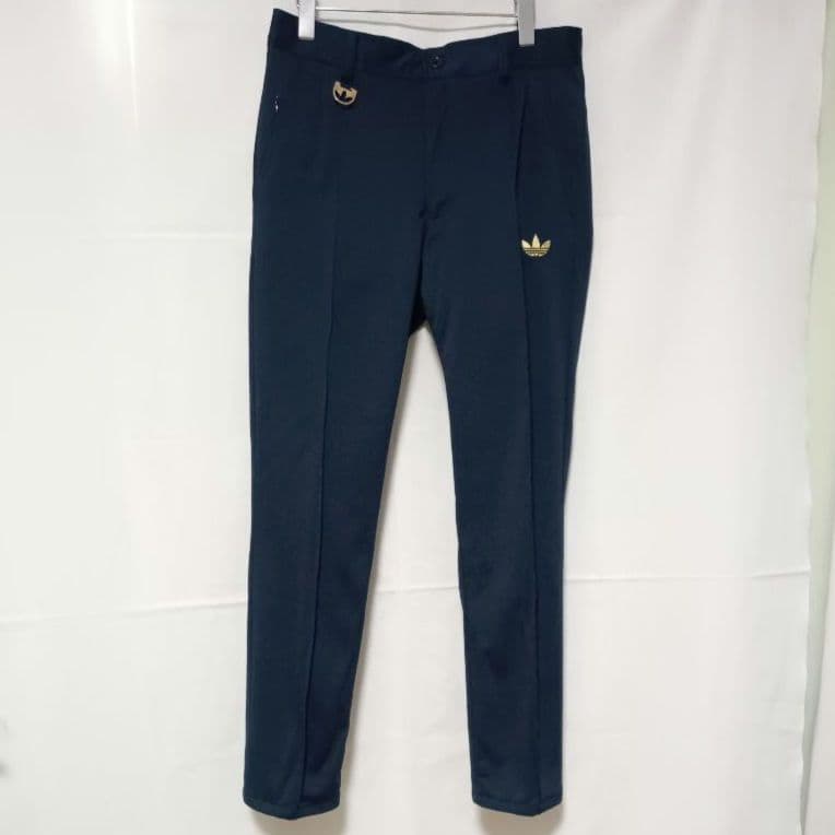 希少美品 アディダス 上下セットアップ Lサイズ ネイビー 裏地ヒョウ柄