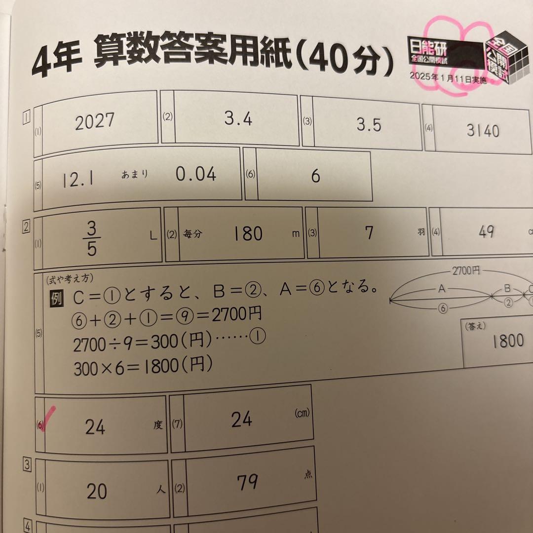 日能研　全国公開模試　4年　2024年度 最新版　後期