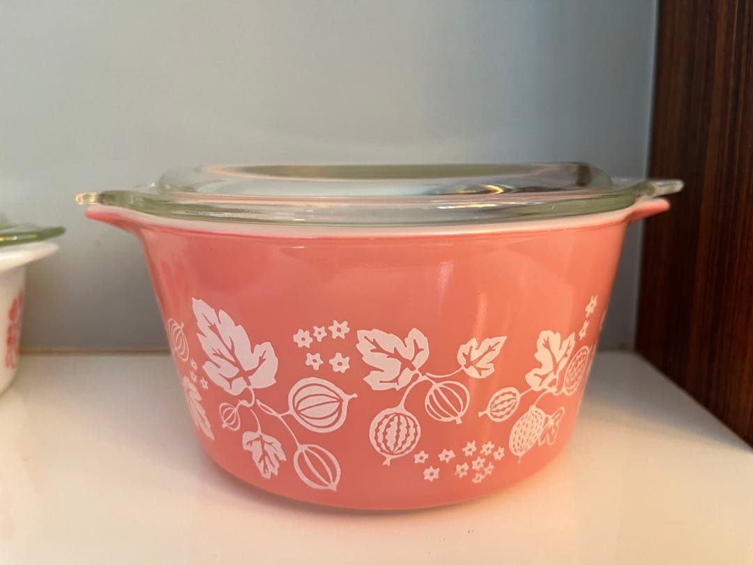 PYREX パイレックス　グースベリー　キャセロール3点　ピンク　耐熱ガラス