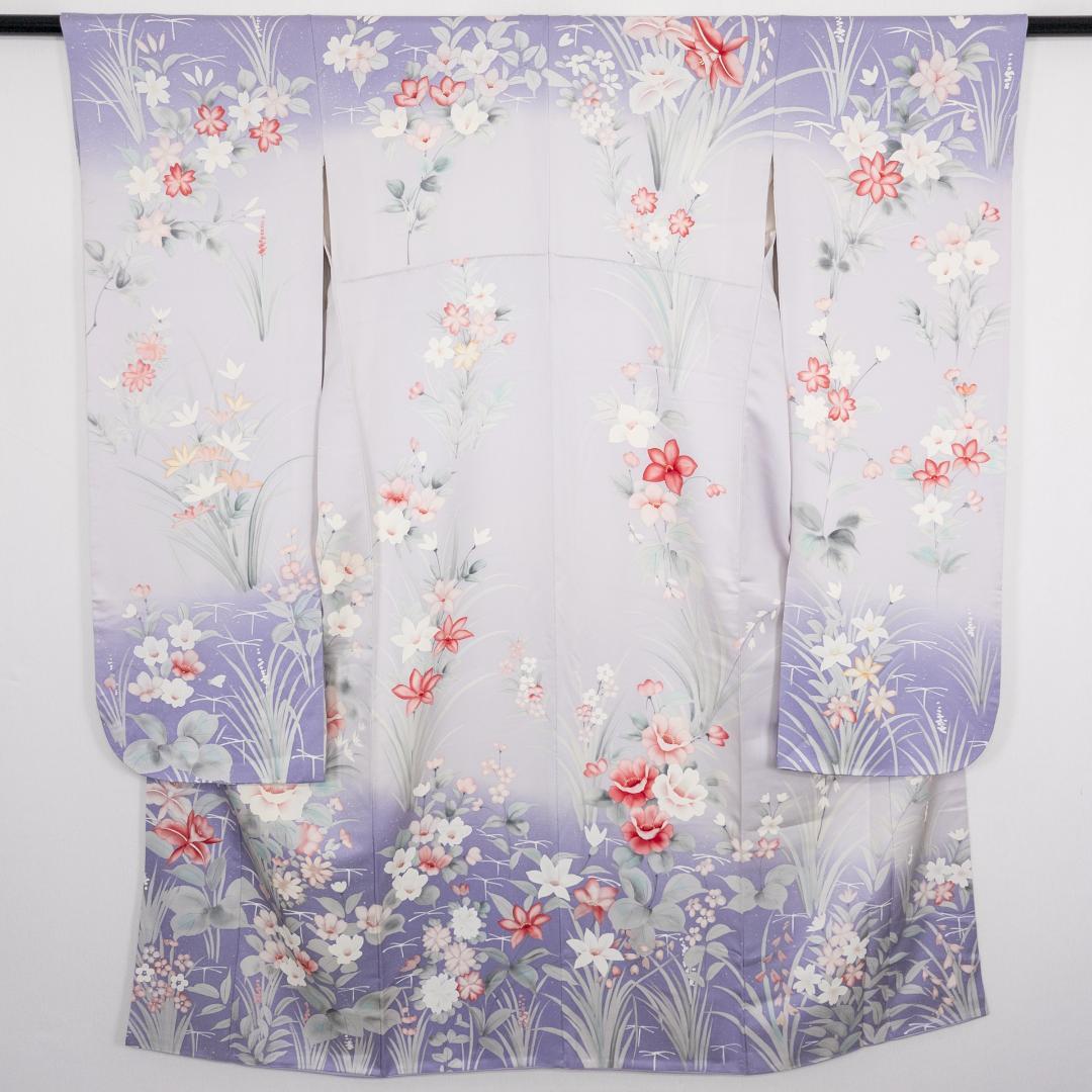 S R7SK1321 振袖+帯 2点セット 花 道長花鳥文 扇 ピンク