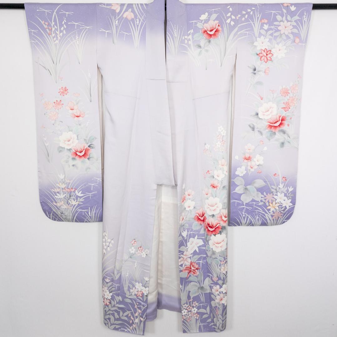 S R7SK1321 振袖+帯 2点セット 花 道長花鳥文 扇 ピンク