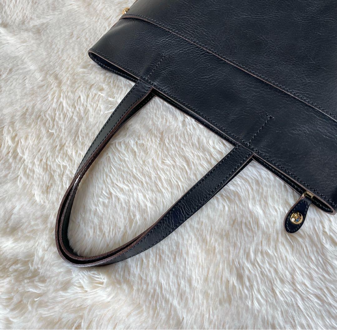 ♡新品♡ツモリチサト　ブラック　レザートート　日本製　収納可　猫　金ボタン