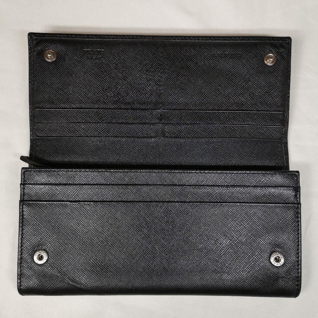 【美品】PRADAプラダ サフィアーノ黒 長財布 新品ショルダー付 鑑定済