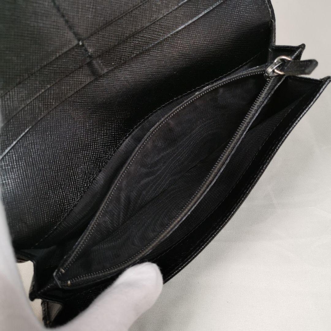 【美品】PRADAプラダ サフィアーノ黒 長財布 新品ショルダー付 鑑定済