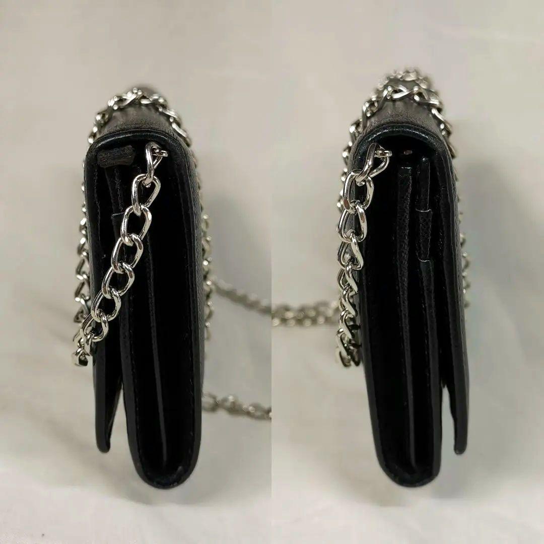 【美品】PRADAプラダ サフィアーノ黒 長財布 新品ショルダー付 鑑定済