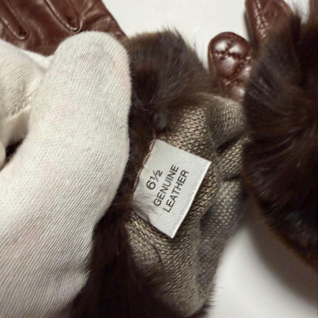 Sermoneta ブラウンレザー手袋 ファー付き19㎝　新品（イタリア製）