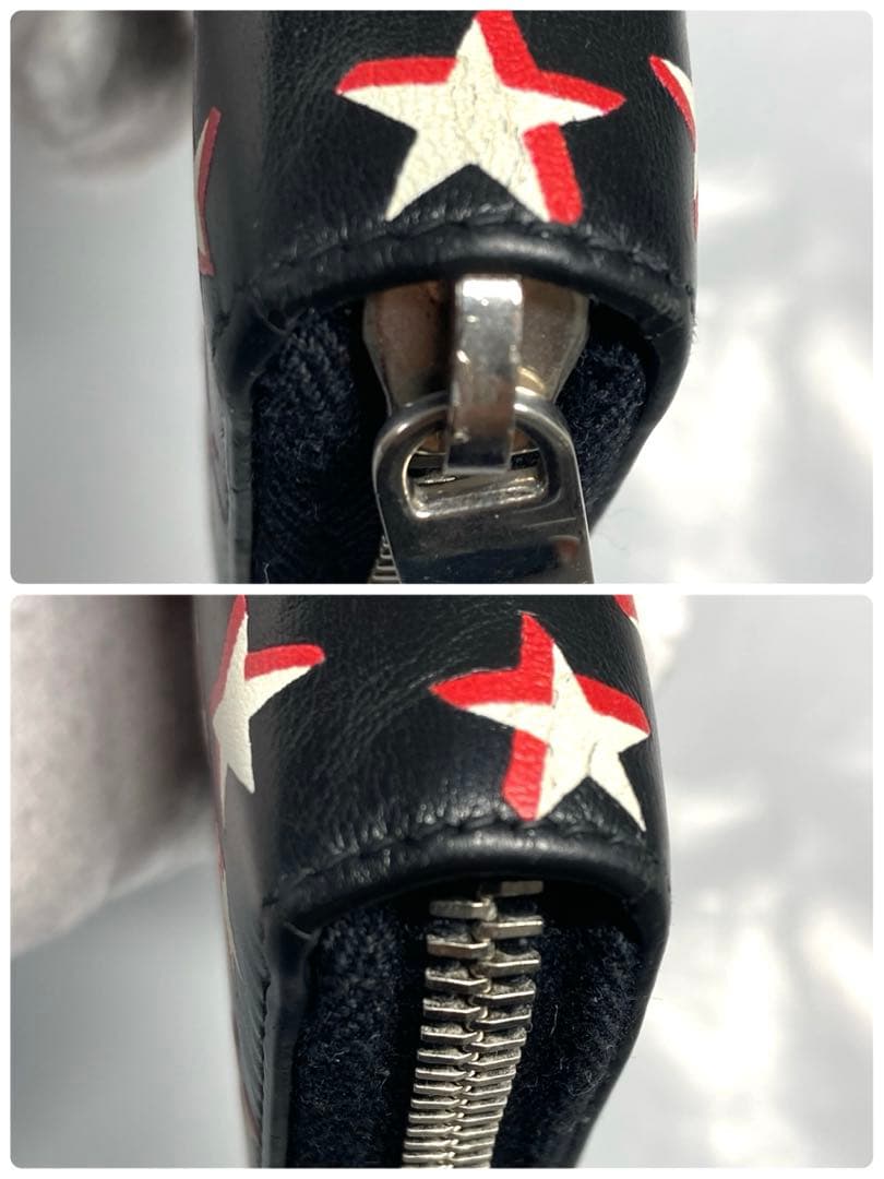 サンローラン　スター　星　レザー　ラウンドファスナー　ケース　カードケース